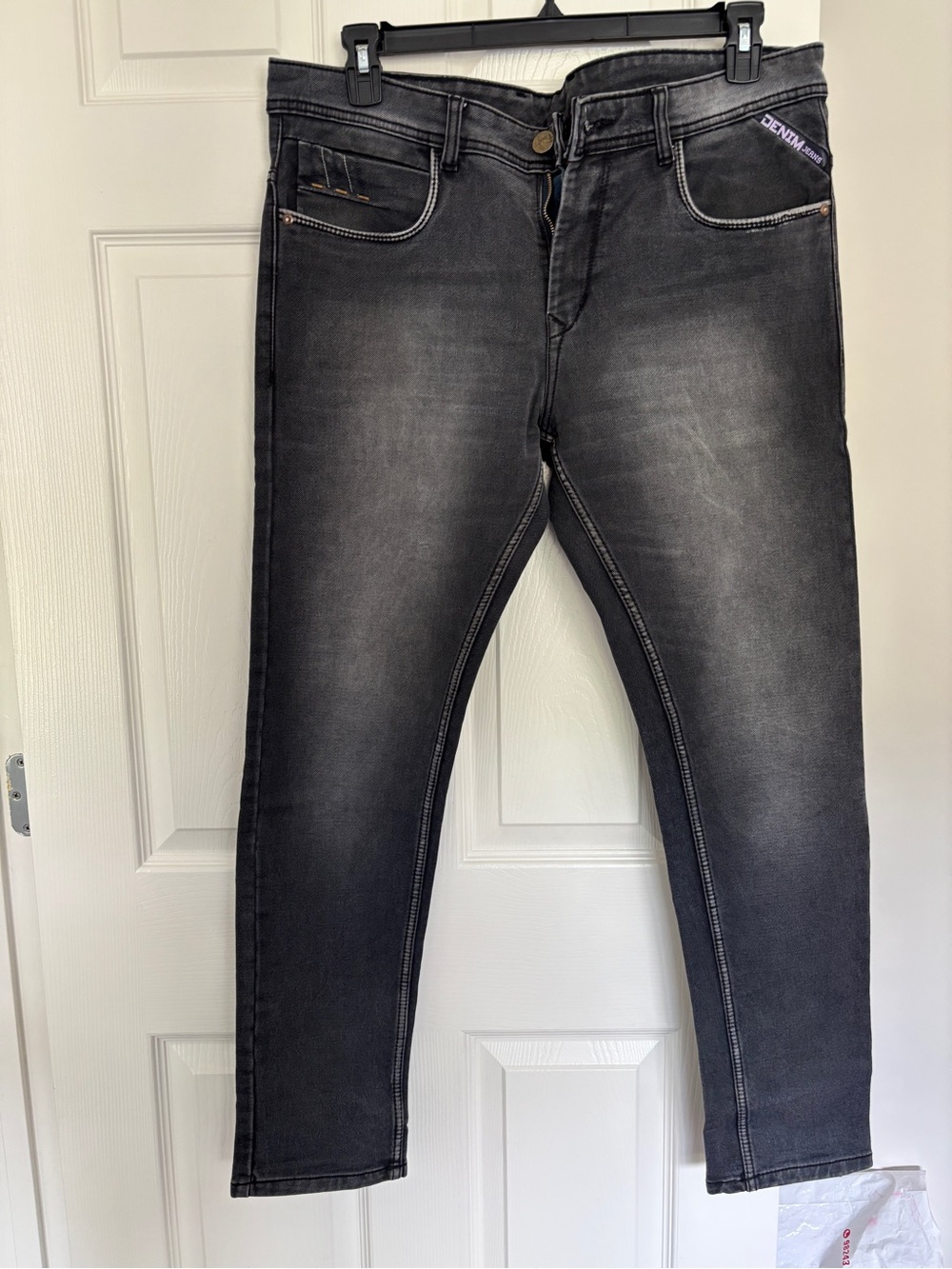 Men's Black Washed Slim Jeans